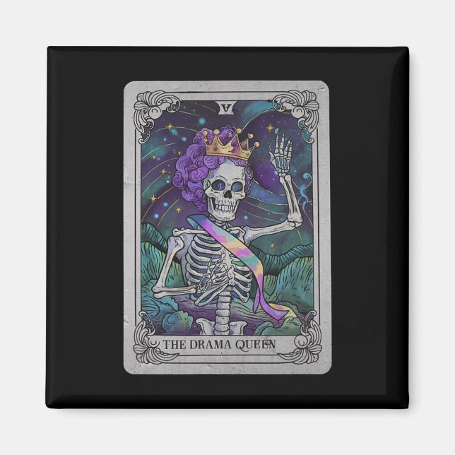 Skeleton Queen Tarot Card Gothic Witchy Halloween  Magnet (Front)