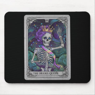 Skeleton Queen Tarot Card Gothic Witchy Halloween Mouse Mat