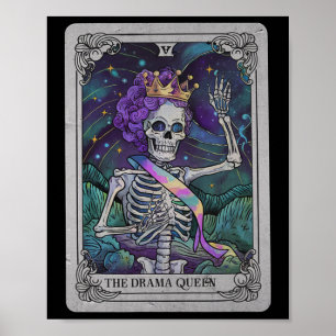 Skeleton Queen Tarot Card Gothic Witchy Halloween Poster