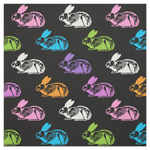 Skeleton Rabbits Pattern Fabric