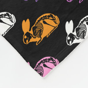 Skeleton Rabbits Pattern Fleece Blanket