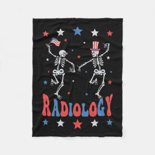 Skeleton Radiology X-ray Tech Patriotic 4th Of Jul Fleece Blanket