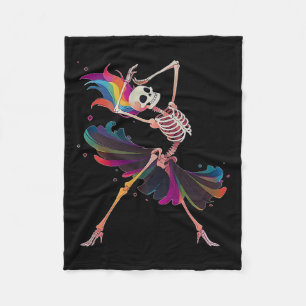 Skeleton Rainbow Ballerina Halloween Fleece Blanket