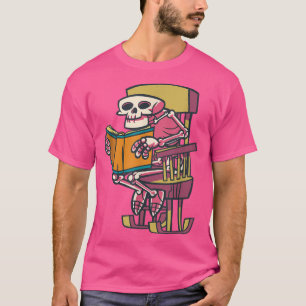 Skeleton Reading Book Lover Reading Club Librarian T-Shirt