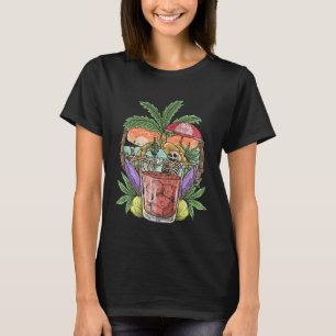 Skeleton Relaxing On Tropical Beach  Beer Drinking T-Shirt