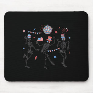 Skeleton Retro 4th Of July American Flag Skellies  Mouse Mat