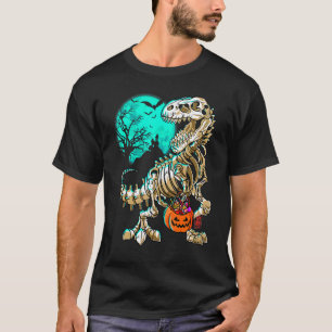 Skeleton Rex Halloween Boys Dino Kids Fossil Bones T-Shirt
