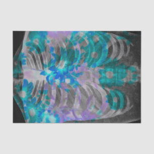 Skeleton Rib Cage Floral Teal Black Vintage Xray Tissue Paper