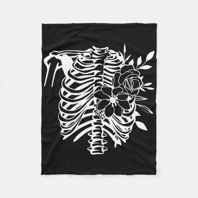 Skeleton Rib Cage Flower Easy Halloween Costume 1  Fleece Blanket (Front)