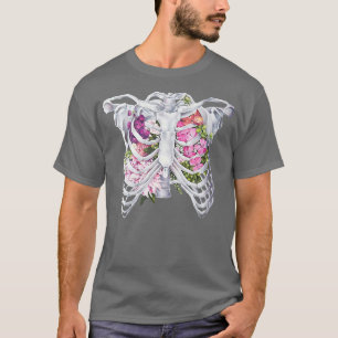 Skeleton Rib Cage Flowers Retro XRay Ribcage Gift T-Shirt