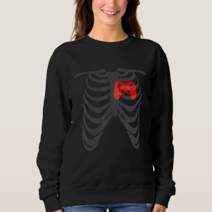 Skeleton Rib Cage Gamepad Heart Cool Gaming Christ Sweatshirt
