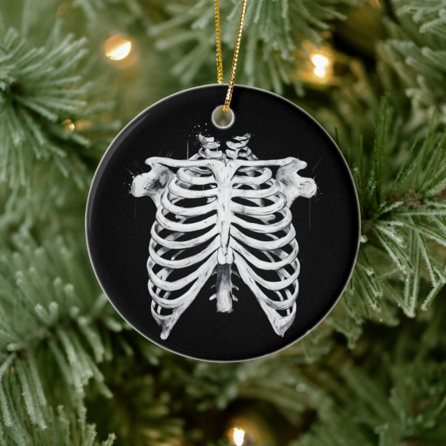 Skeleton Rib Cage Halloween Costume Ceramic Tree Decoration (Tree)