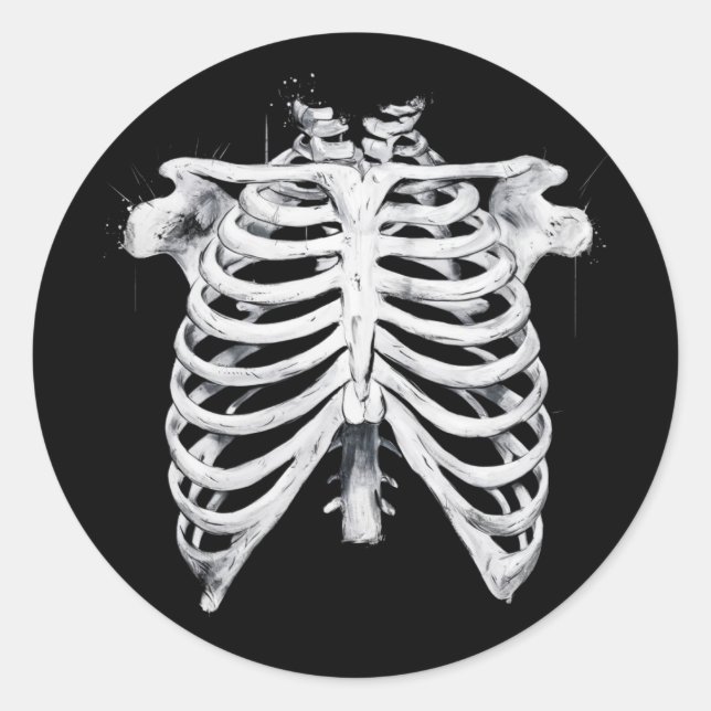 Skeleton Rib Cage Halloween Costume Classic Round Sticker (Front)