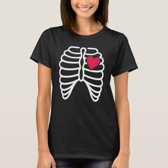 Skeleton Rib Cage Heart X Ray Adults Kids  Hallowe T-Shirt (Front)