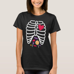 Skeleton Rib Cage Heart X Ray Candy Halloween Tod T-Shirt