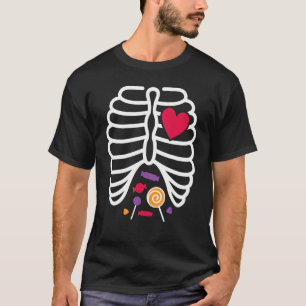 Skeleton Rib Cage Heart X Ray Candy  Halloween Tod T-Shirt