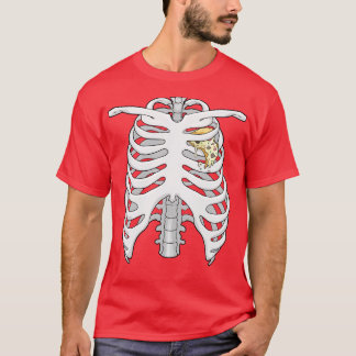 Skeleton Rib Cage Pizza Heart Halloween T-Shirt