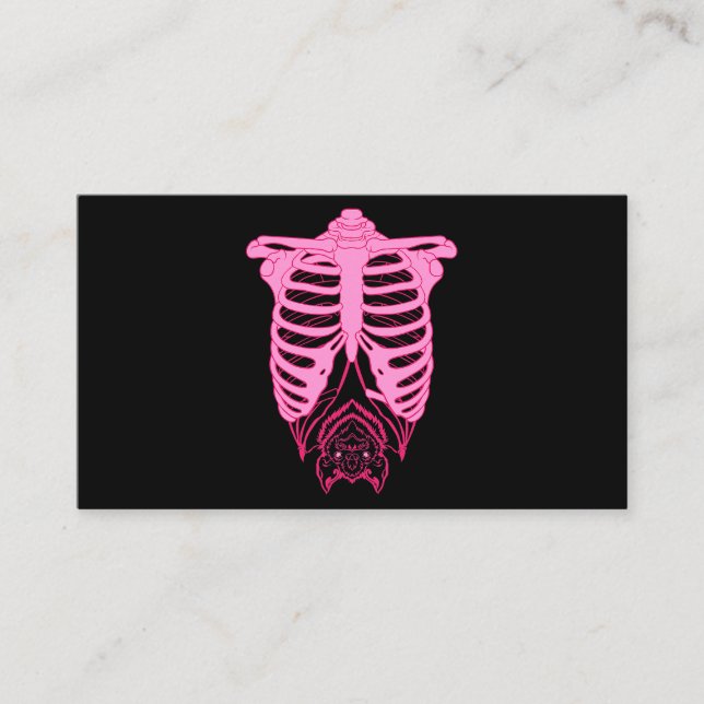 Skeleton Rib Cage with Bat Nu Goth Pastel Goth Aes Business Card (Front)