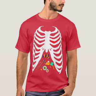 Skeleton Rib Cage With Candies Scary Halloween Ske T-Shirt