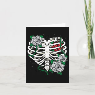 Skeleton Rib Cage With Flowers Halloween Xray Skel Card