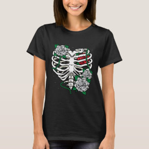 Skeleton Rib Cage With Flowers Halloween Xray Skel T-Shirt