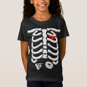 Skeleton Rib Cage With Pizza And Doughnut Hallowee T-Shirt