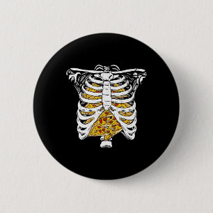 Skeleton Rib Cage With Pizzas Happy Halloween Day 6 Cm Round Badge
