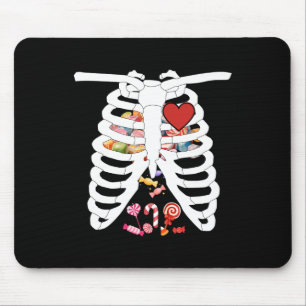 Skeleton Rib Cage X-ray Candy Funny Halloween Cost Mouse Mat