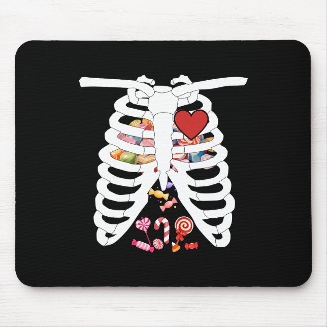 Skeleton Rib Cage X-ray Candy Funny Halloween Cost Mouse Mat (Front)
