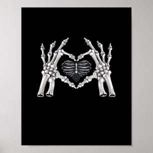 Skeleton Ribs Hand Heart Sign