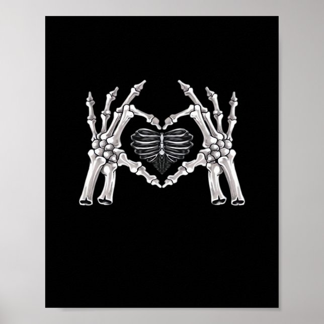 Skeleton Ribs Hand Heart Sign (Front)