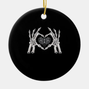 Skeleton Ribs Hand Heart Sign Ceramic Tree Decoration