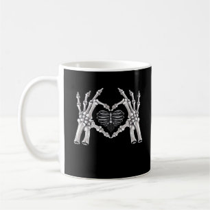 Skeleton Ribs Hand Heart Sign Coffee Mug