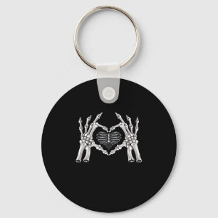 Skeleton Ribs Hand Heart Sign Key Ring