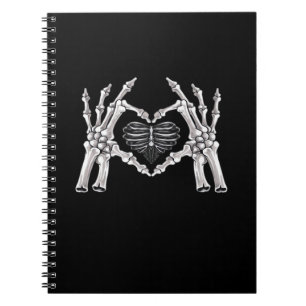 Skeleton Ribs Hand Heart Sign Notebook