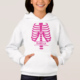Skeleton Ribs Hot Pink Glitter Monogrammed