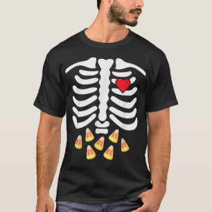 Skeleton Ribs Junk Food Belly Candy CornFunny Hall T-Shirt