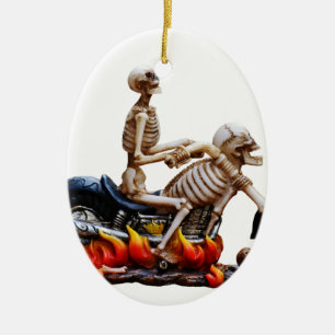 Skeleton Rider Ceramic Tree Decoration