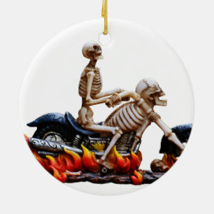 Skeleton Rider Ceramic Tree Decoration