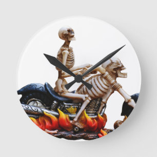 Skeleton Rider Round Clock