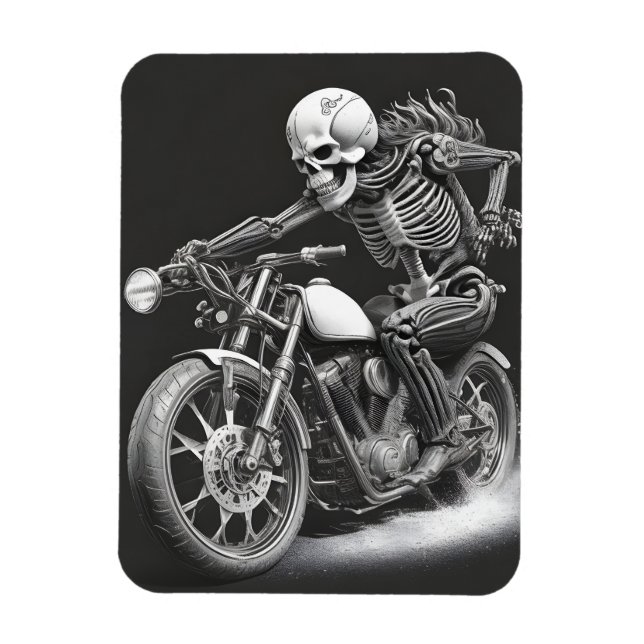 Skeleton Riding a Motorcycle  Magnet (Vertical)