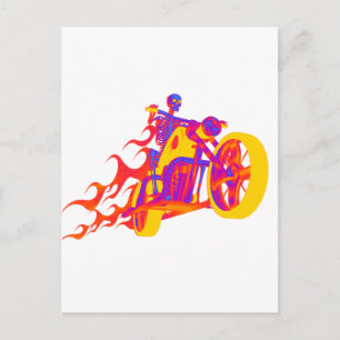 Skeleton Riding a Motorcycle Postcard