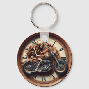 Skeleton Riding a zonked-out bike Key Ring