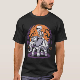 Skeleton riding an elephant halloween T-Shirt