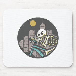 Skeleton Riding Bicycle Mouse Mat