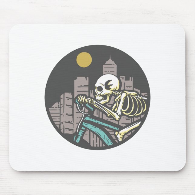 Skeleton Riding Bicycle Mouse Mat (Front)