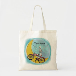 Skeleton Riding Bike Tote Bag