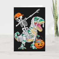 Skeleton Riding Dancing Dab Dinosaur T Rex Hallowe
