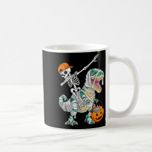 Skeleton Riding Dancing Dab Dinosaur T Rex Hallowe Coffee Mug