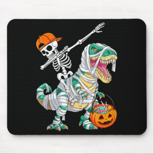 Skeleton Riding Dancing Dab Dinosaur T Rex Hallowe Mouse Mat
